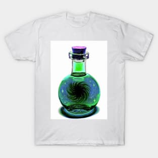 Black hole galaxy potion blue green purple T-Shirt